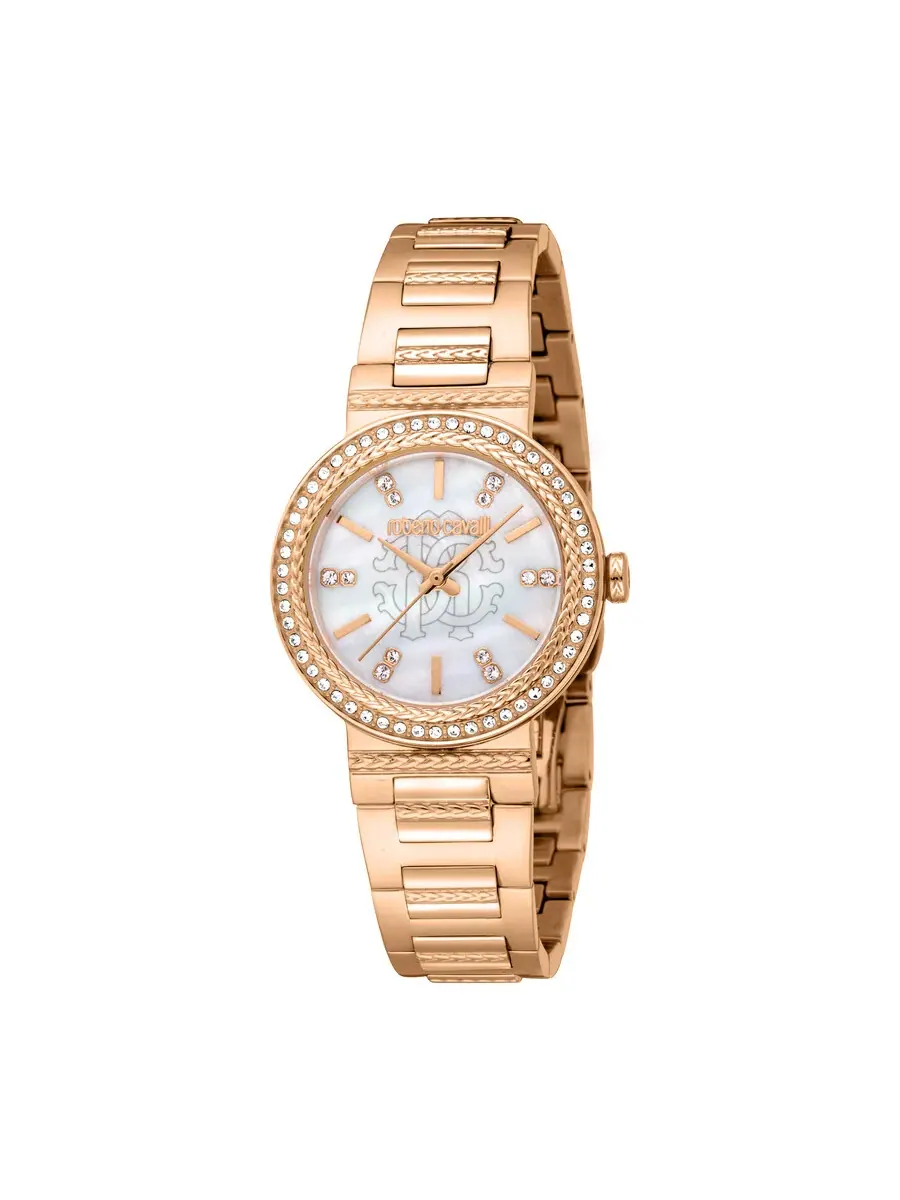 Женские часы Roberto Cavalli Glam с перламутровым циферблатом RC5L098M0045 — изображение 1 из 3, оттенок розовый золотистый