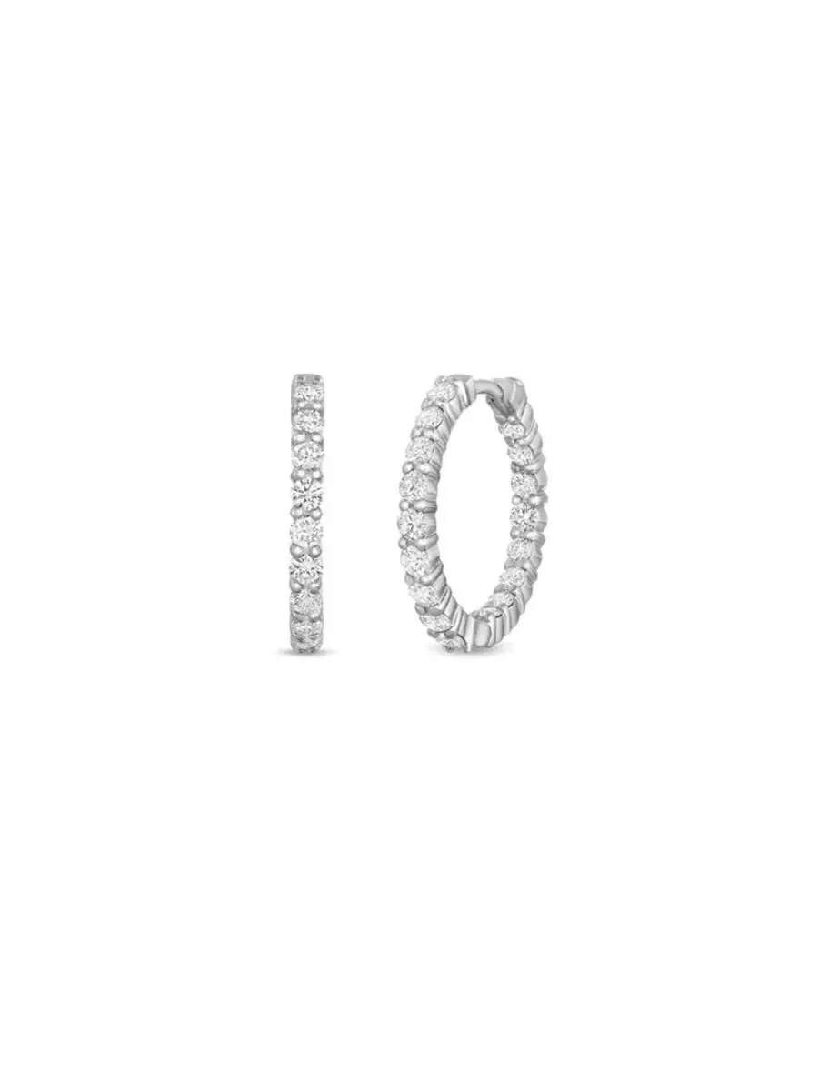 Серьги-конго Roberto Coin из белого золота 18K с маленьким бриллиантом Inside Outside The Perfect — изображение 1 из 1