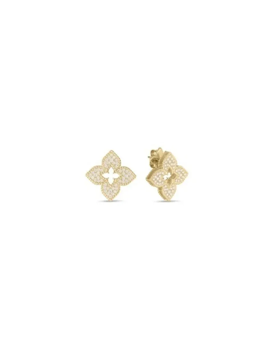 Серьги-гвоздики средней величины Roberto Coin Venetian Princess из желтого золота 18K с — изображение 1 из 1, оттенок желтый