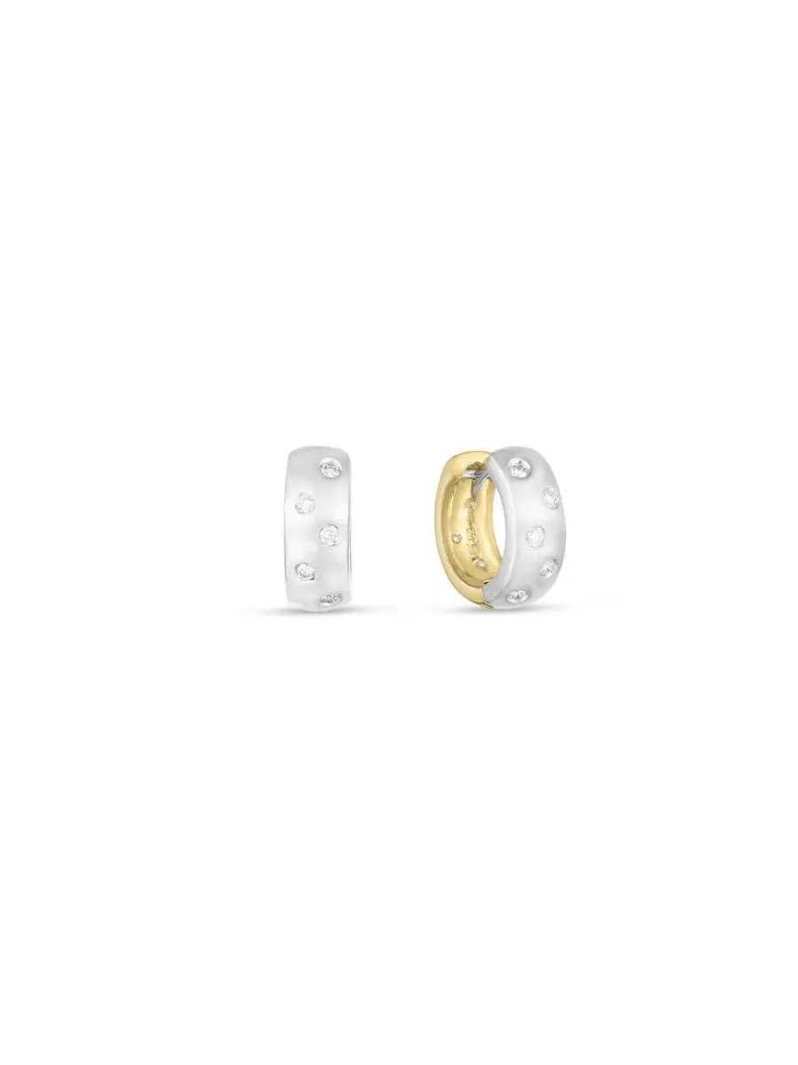 Серьги-кольца Roberto Coin из желтого/белого золота 18K с дизайнерской сатиновой отделкой и — изображение 1 из 1
