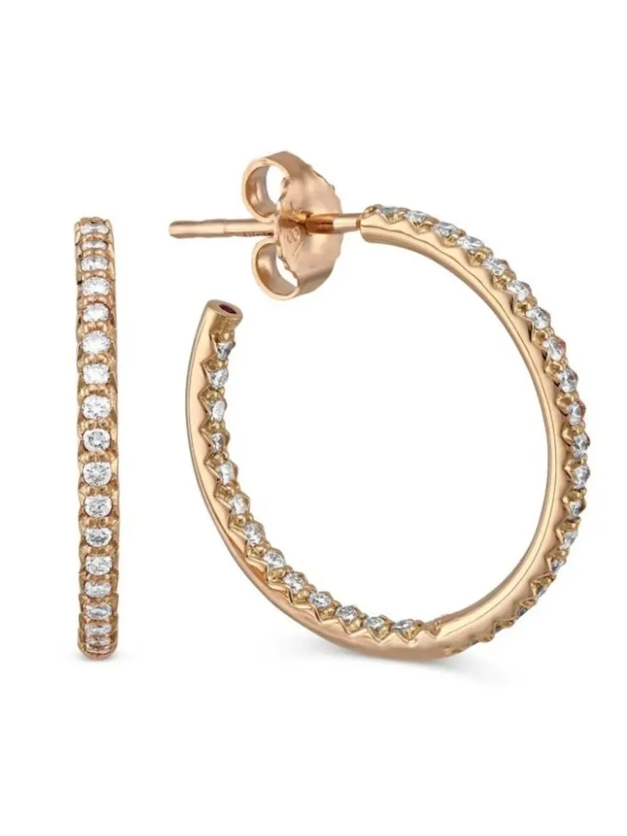 Серьги-конго Roberto Coin Diamond Small Inside Out в розовом золоте - 000604AXERX0 — изображение 1 из 1