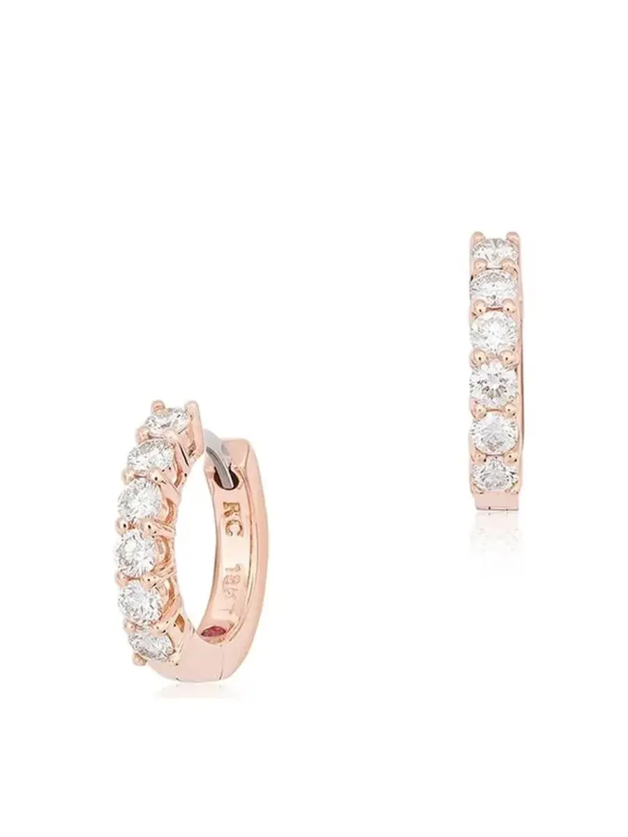 Серьги-кольца Roberto Coin Diamond Huggie из розового золота, 0,70 кт - 001897AXERX0 — изображение 1 из 1