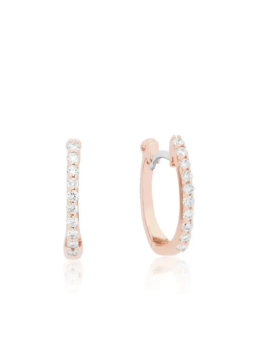 Серьги Roberto Coin Rose Gold Huggy с бриллиантами 000466AXERX0 — изображение 1 из 1, оттенок розовый золотистый