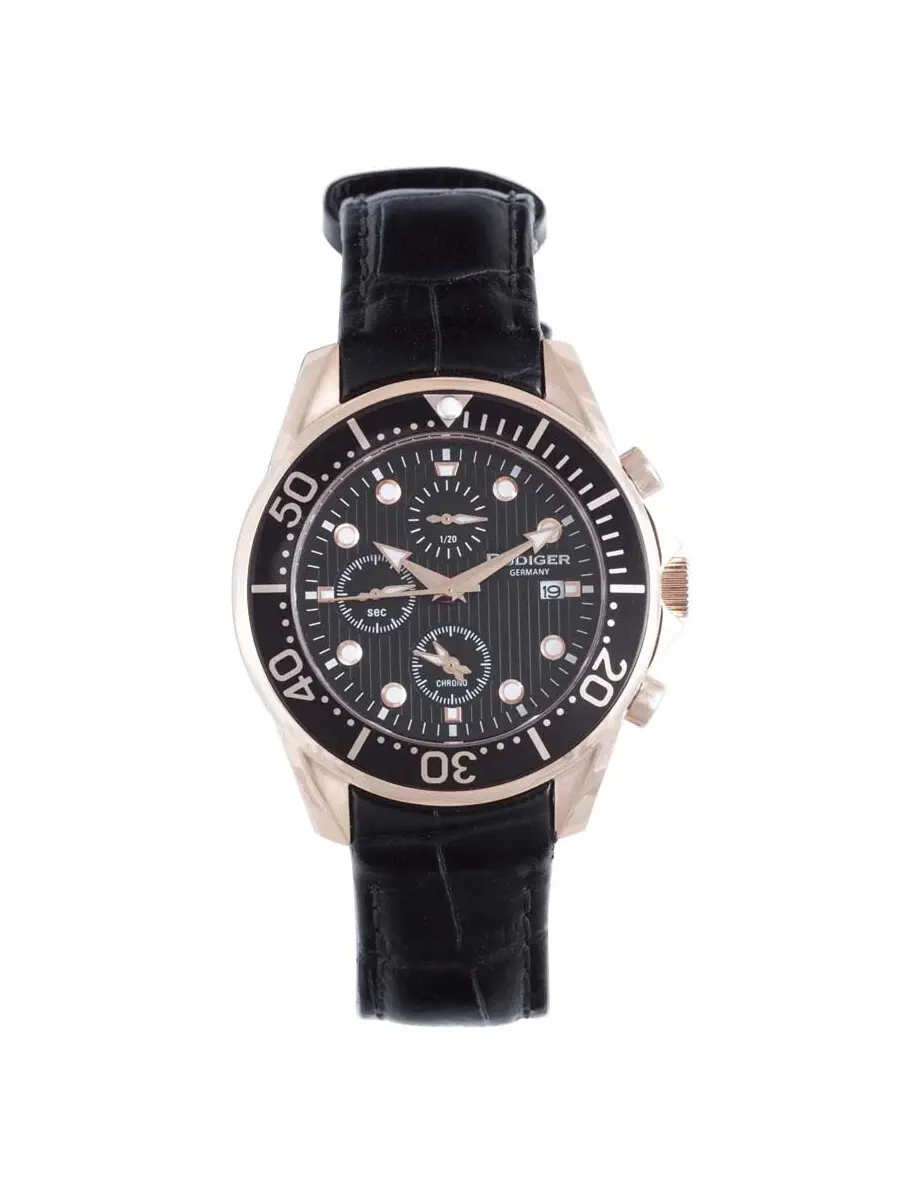Мужские часы Rudiger Chemnitz Chronograph с черным циферблатом R2001-09-007L