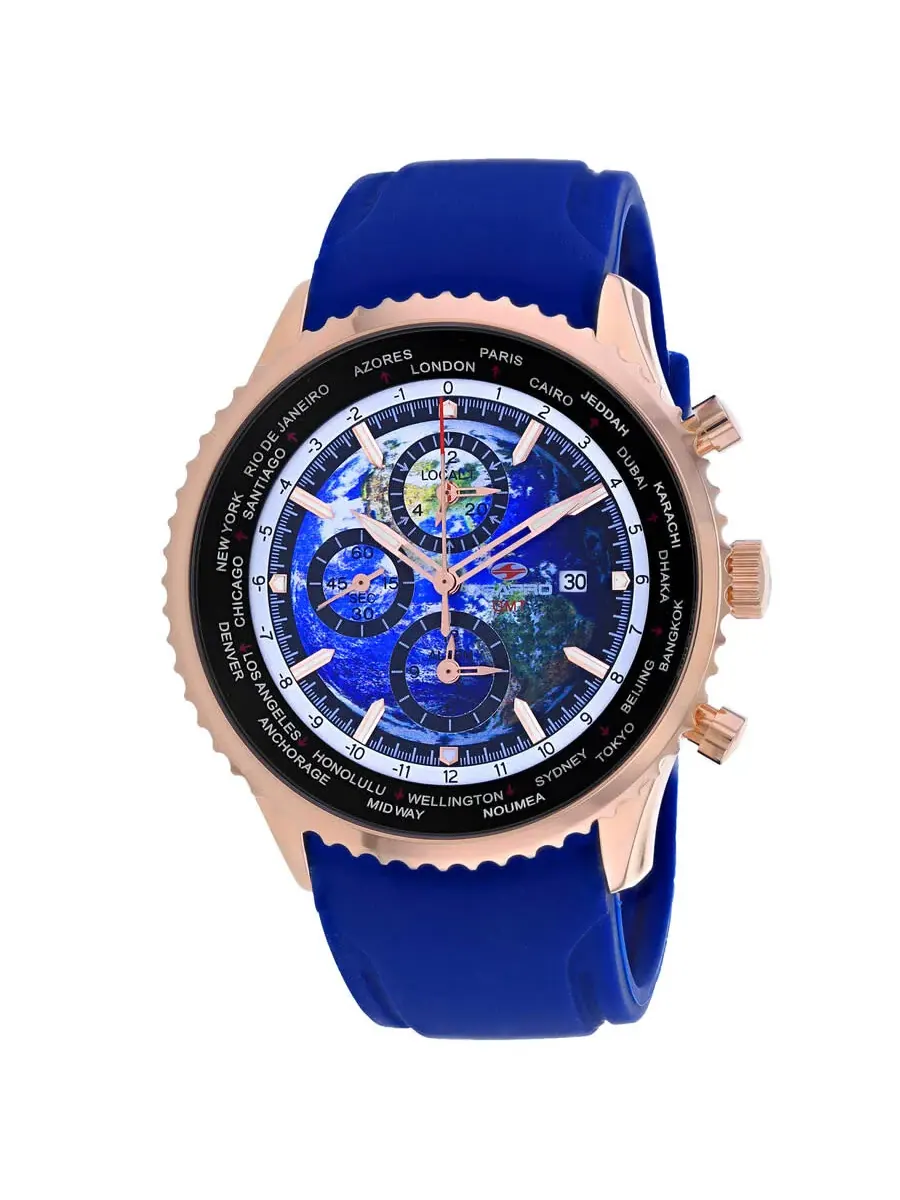 Мужские часы Seapro Meridian World Timer GMT с синим циферблатом SP7522