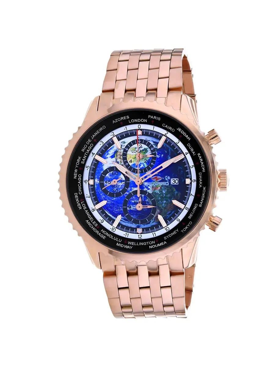 Мужские часы Seapro Meridian World Timer GMT с синим циферблатом SP7321