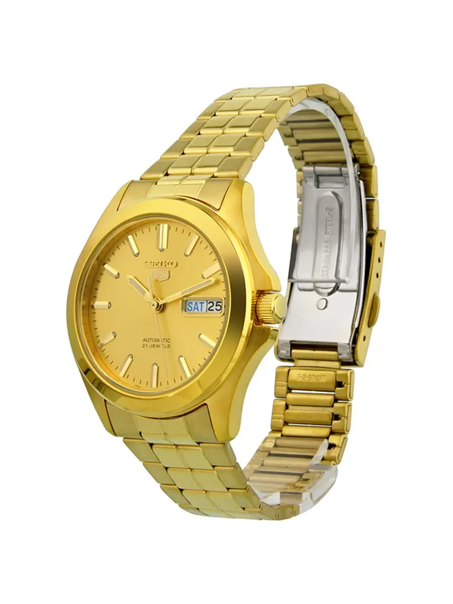 Мужские часы Seiko 5 SNKK98 из нержавеющей стали, полностью позолоченные — изображение 2 из 3, оттенок золотистый