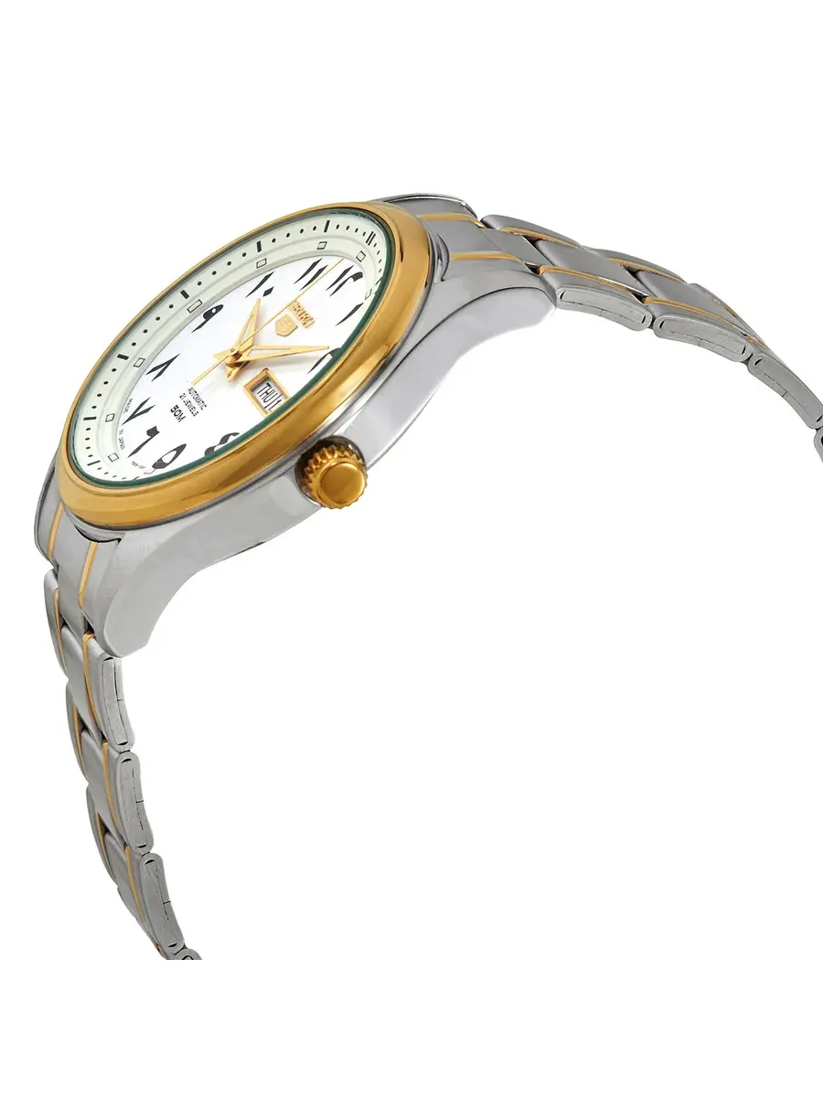 Мужские часы Seiko 5 Automatic с белым циферблатом SNKP22J1 — изображение 2 из 3, оттенок желтый золотистый