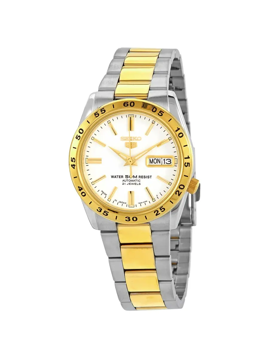 Автоматические часы Seiko 5 с белым циферблатом SNKE04J1 — изображение 1 из 3, оттенок желтый золотистый