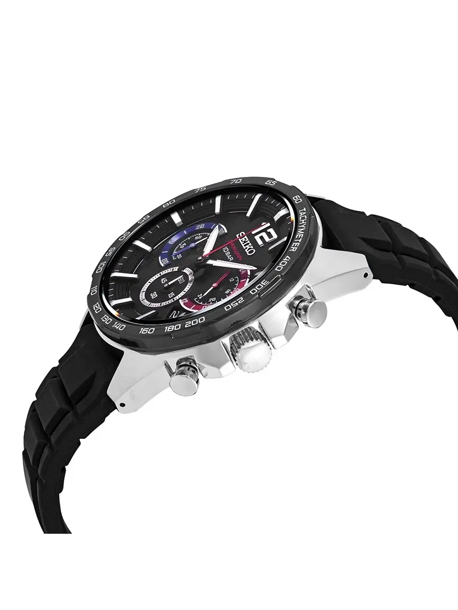 Мужские кварцевые кварцевые часы Seiko Essentials Chronograph с черным циферблатом SSB347 — изображение 2 из 3