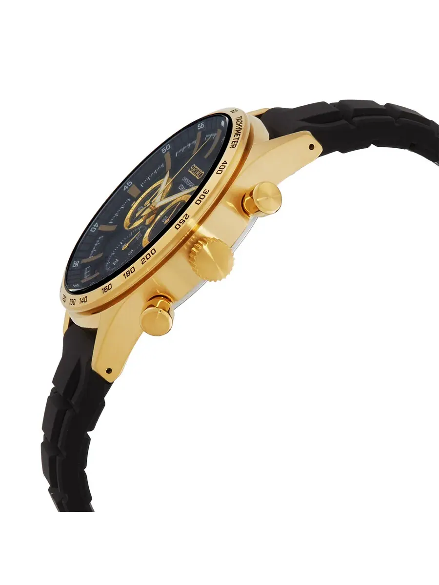 Мужские часы Seiko Chronograph Quartz с черным циферблатом SSB446P1 — изображение 2 из 3, оттенок золотистый