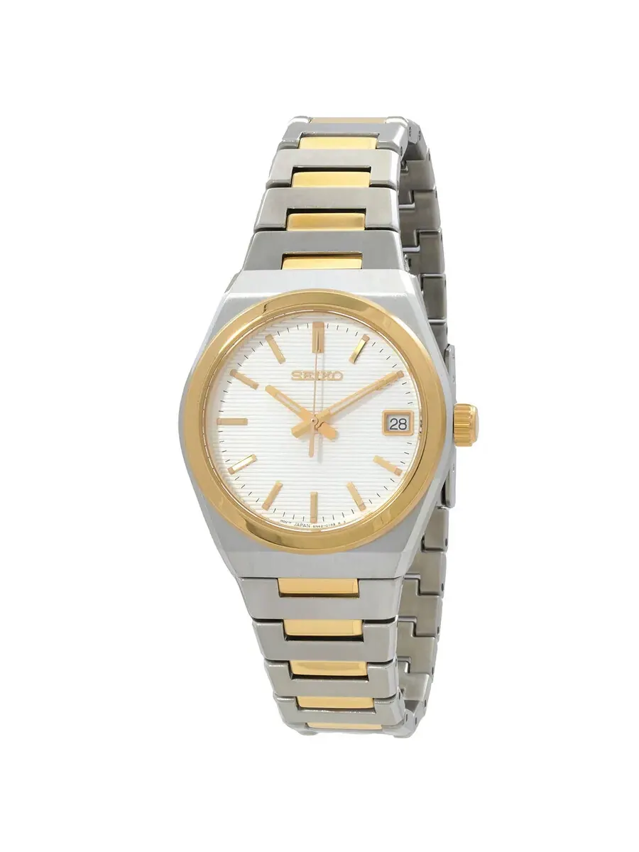 Женские часы Seiko Essentials с кварцевым механизмом и белым циферблатом SUR578P1 — изображение 1 из 3, оттенок золотистый