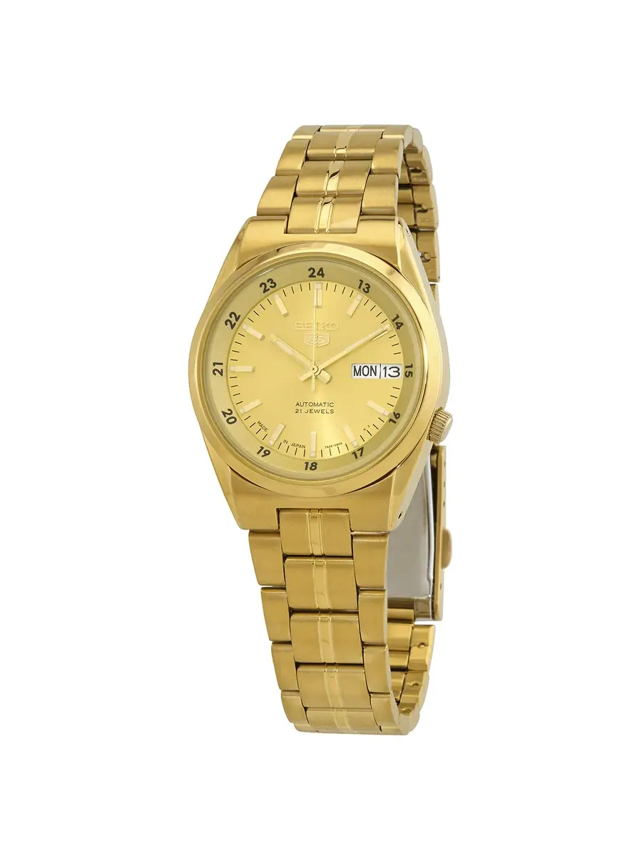 Мужские часы Seiko 5 Automatic с золотым циферблатом SNK574J1 — изображение 1 из 2, оттенок желтый золотистый