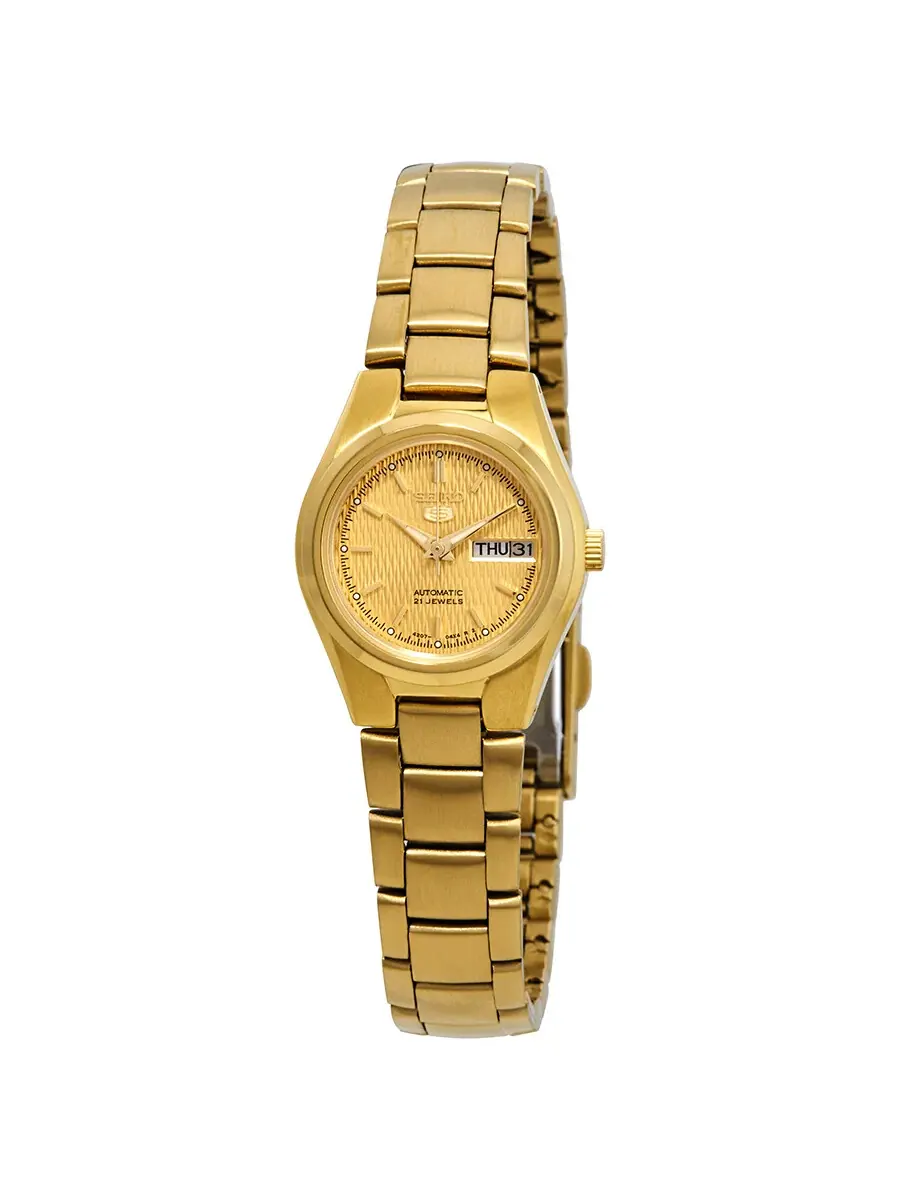 Женские часы Seiko Series 5 Automatic с золотым циферблатом SYMC18 — изображение 1 из 3, оттенок желтый золотистый