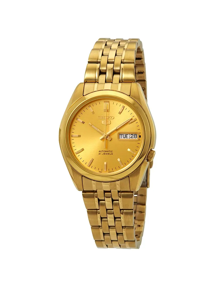 Мужские часы Seiko Series 5 Automatic с золотым циферблатом SNK366 — изображение 1 из 3, оттенок желтый золотистый