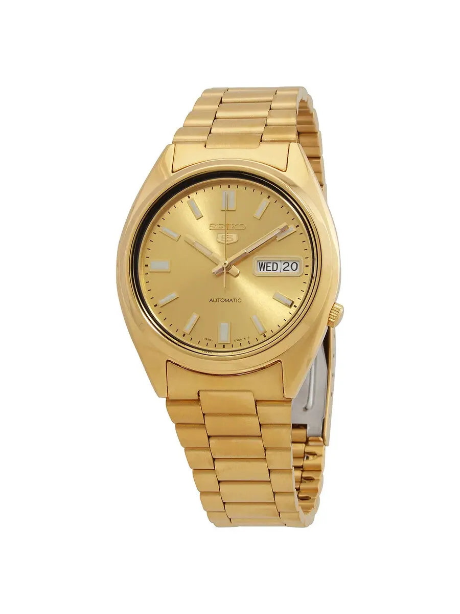 Мужские механические часы Seiko Series 5 с золотым циферблатом SNXS80K1 — изображение 1 из 3, оттенок желтый золотистый