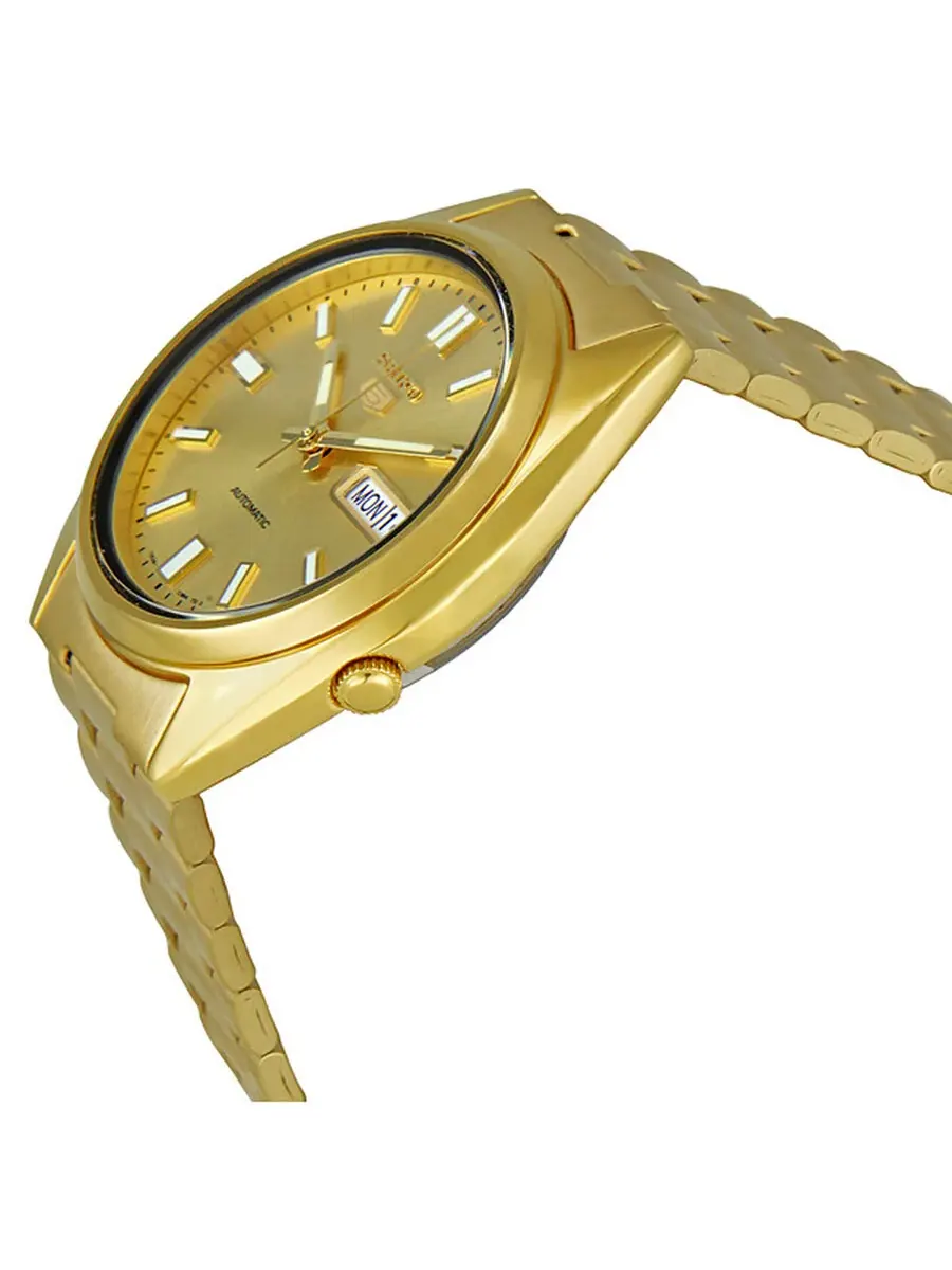 Мужские часы Seiko Series 5 с автоматическим механизмом, золотистым циферблатом и корпусом цвета — изображение 2 из 4