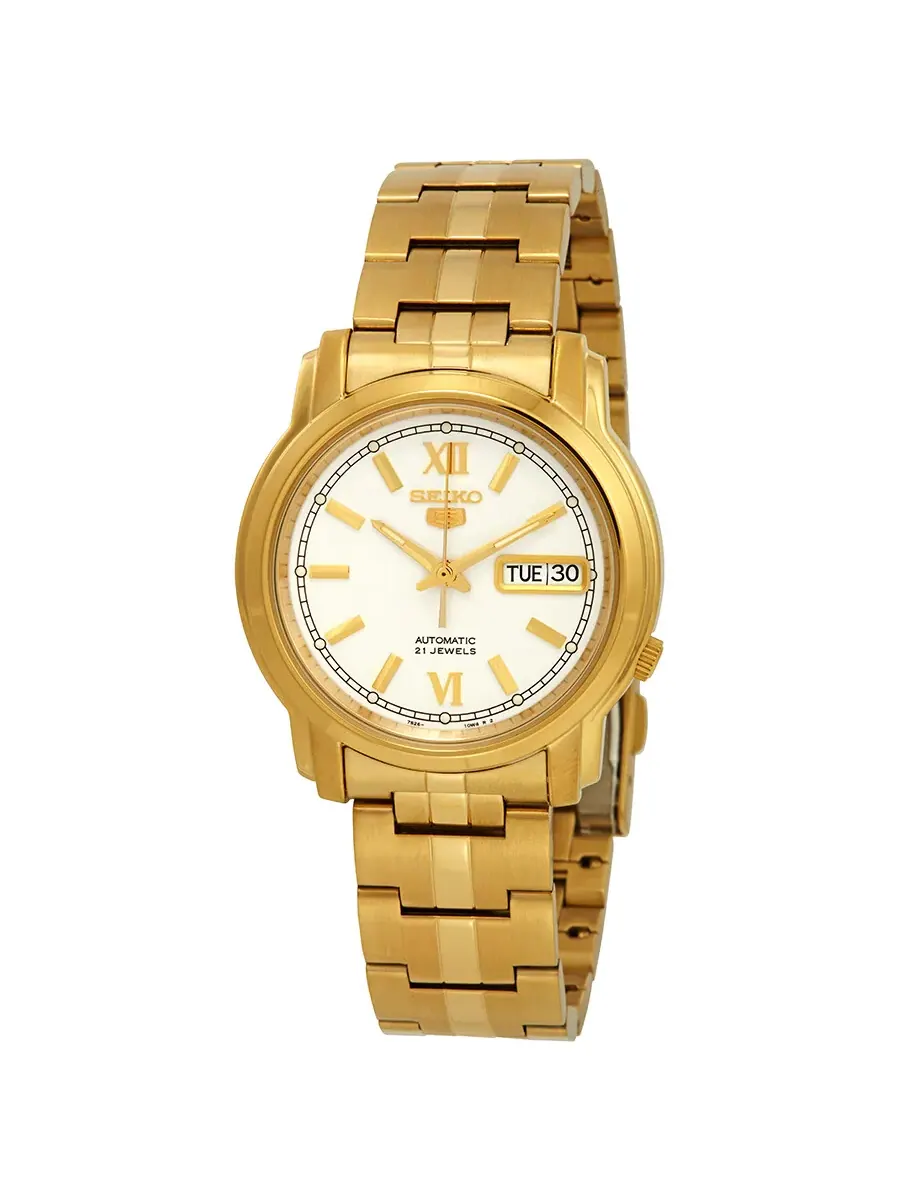 Мужские часы Seiko серии 5 с автоматическим механизмом и белым циферблатом SNKK84 — изображение 1 из 3