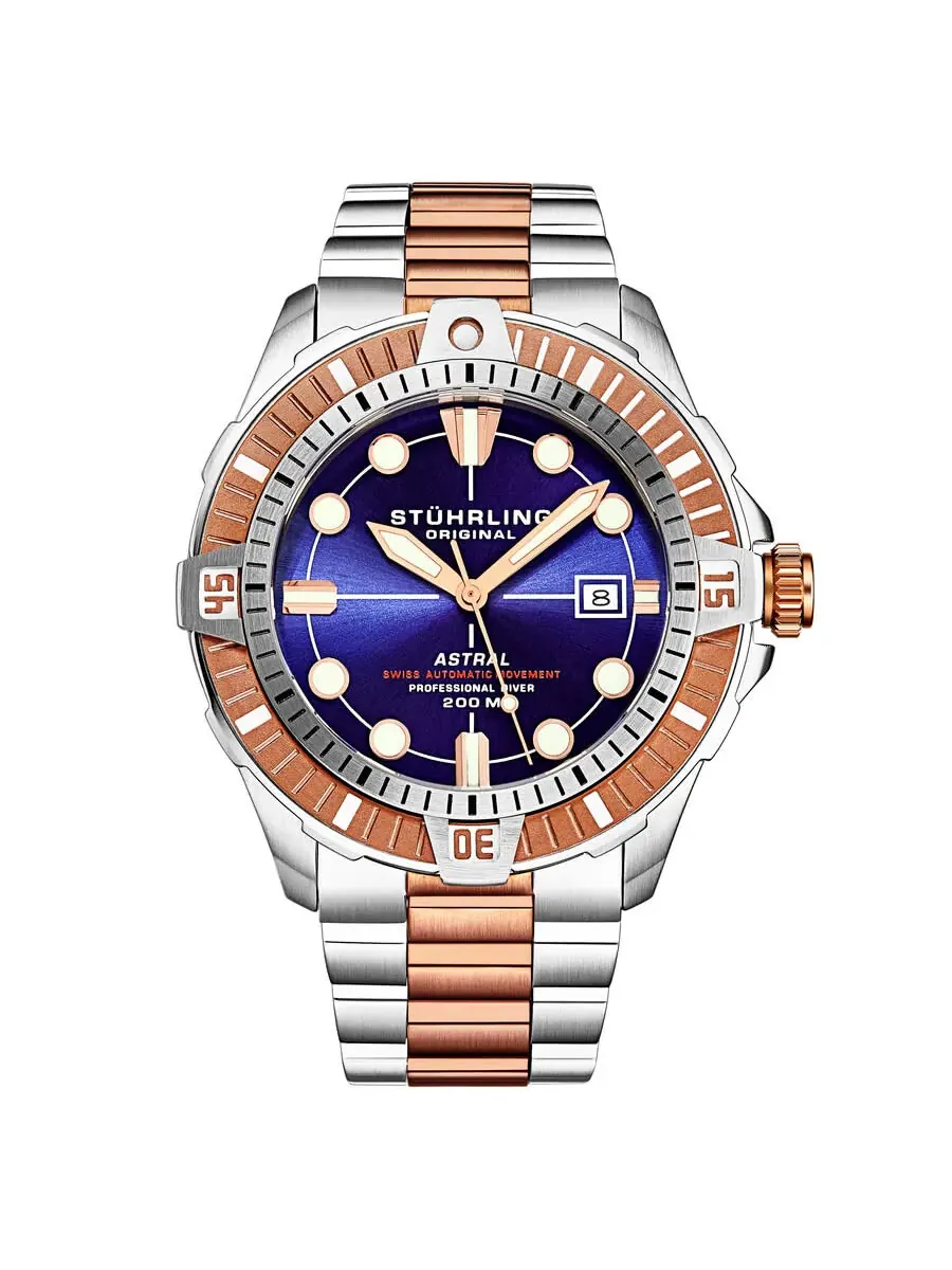 Мужские часы Stuhrling Original Aquadiver Automatic с синим циферблатом M16747 — изображение 1 из 7