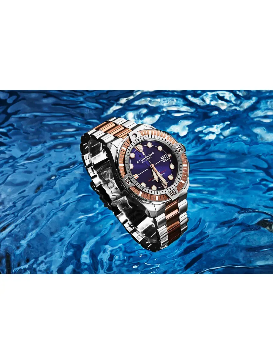 Мужские часы Stuhrling Original Aquadiver Automatic с синим циферблатом M16747 — изображение 6 из 7
