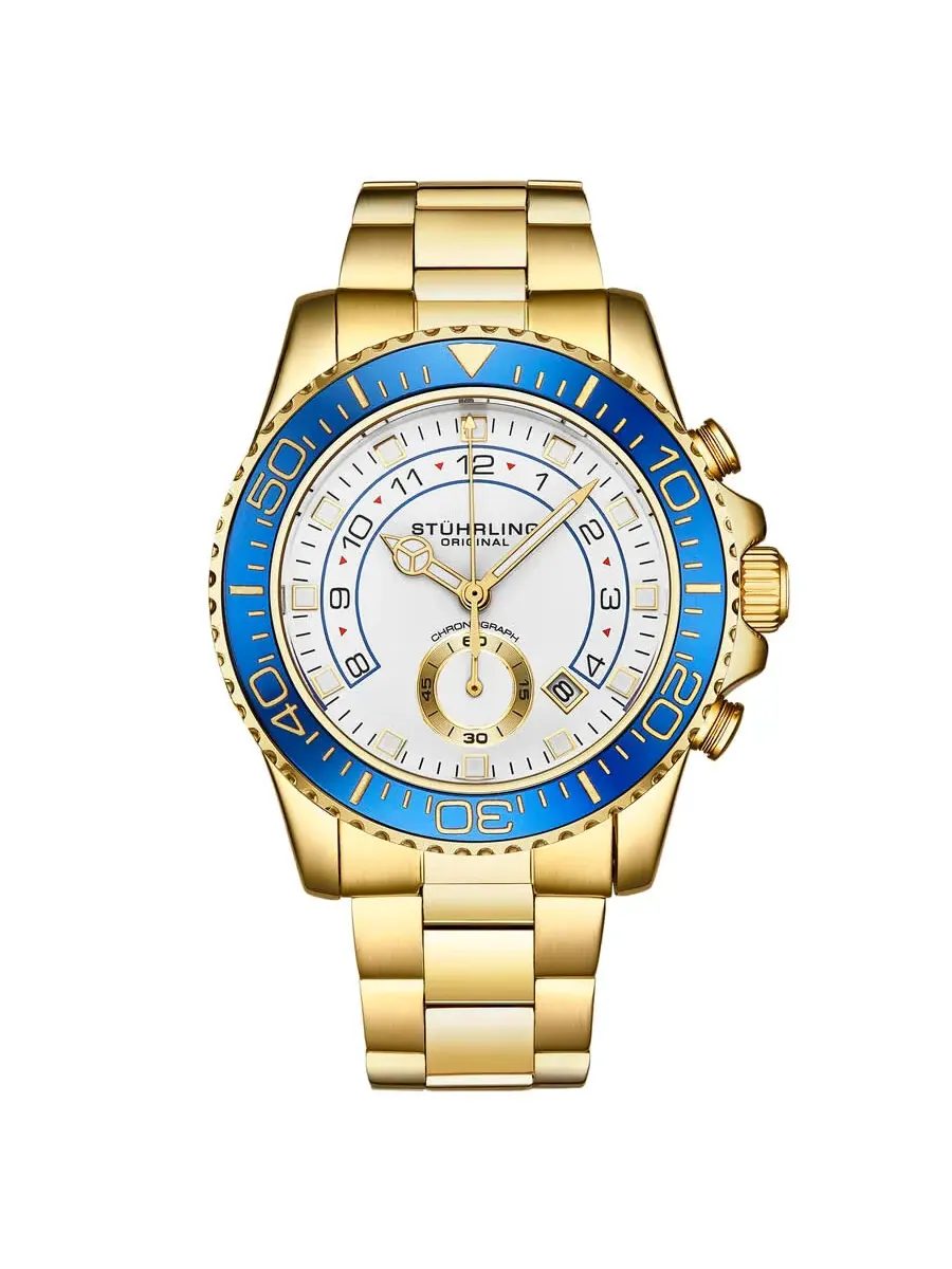 Мужские кварцевые часы Stuhrling Original Aquadiver с белым циферблатом, модель M16745 — изображение 1 из 4