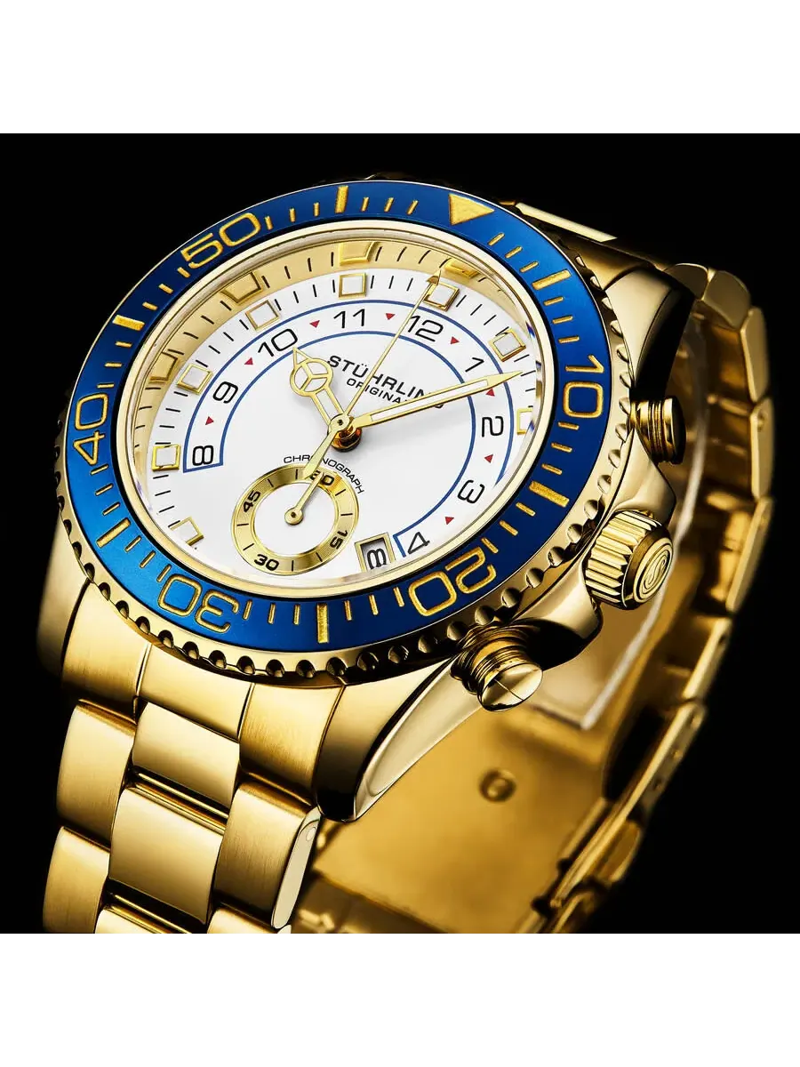 Мужские кварцевые часы Stuhrling Original Aquadiver с белым циферблатом, модель M16745 — изображение 4 из 4