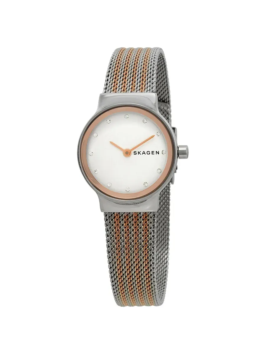Женские часы Skagen Freja с белым хрустальным циферблатом SKW2699 — изображение 1 из 3, оттенок серебристый-золотистый