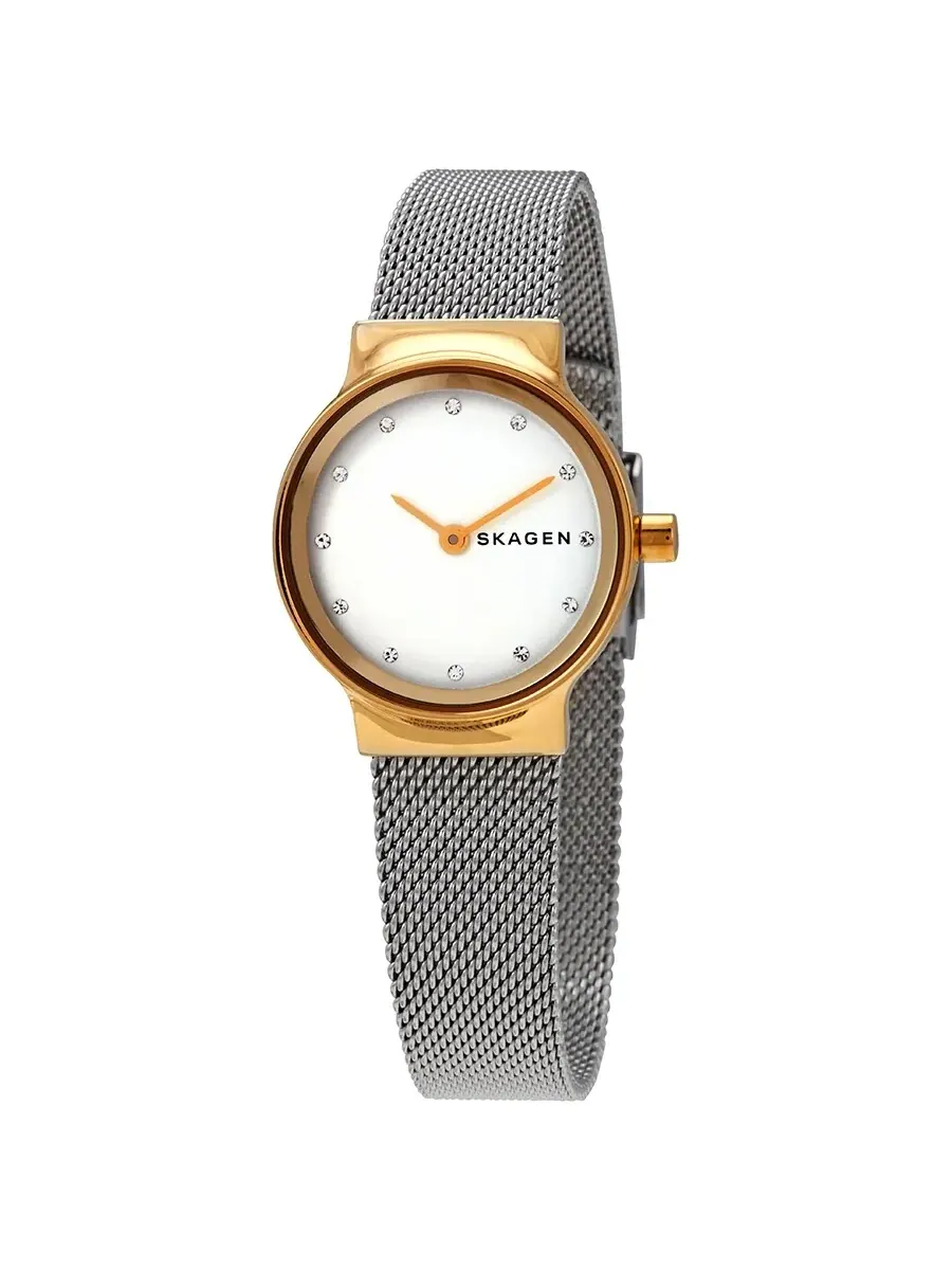 Женские часы Skagen Freja с белым циферблатом и стальным сетчатым браслетом SKW2666 — изображение 1 из 3, оттенок золотистый