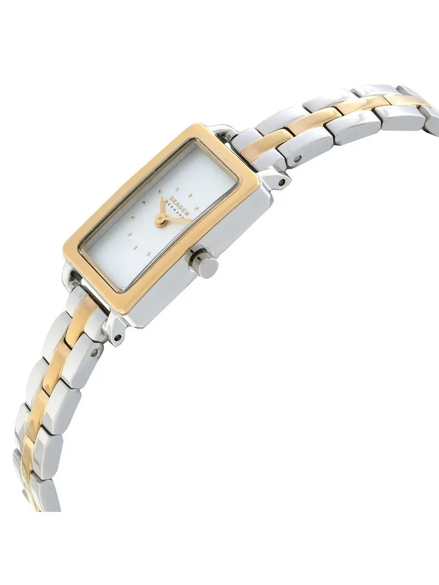 Женские часы Skagen Hagen Micro с кварцевым механизмом и белым циферблатом SKW3155 — изображение 2 из 3, оттенок золотистый