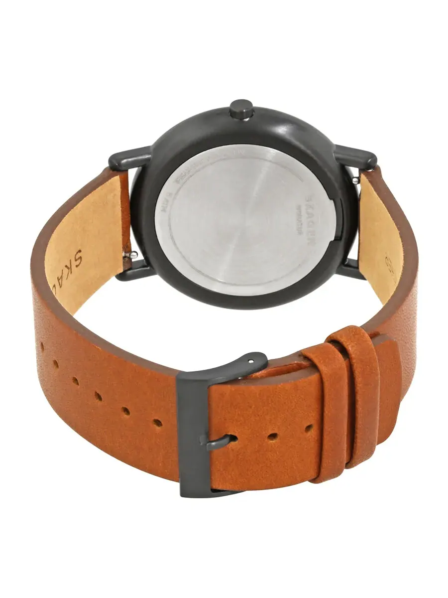 Мужские часы Skagen Signature Diamond с белым циферблатом и коричневым кожаным ремешком SKW6374 — изображение 3 из 3