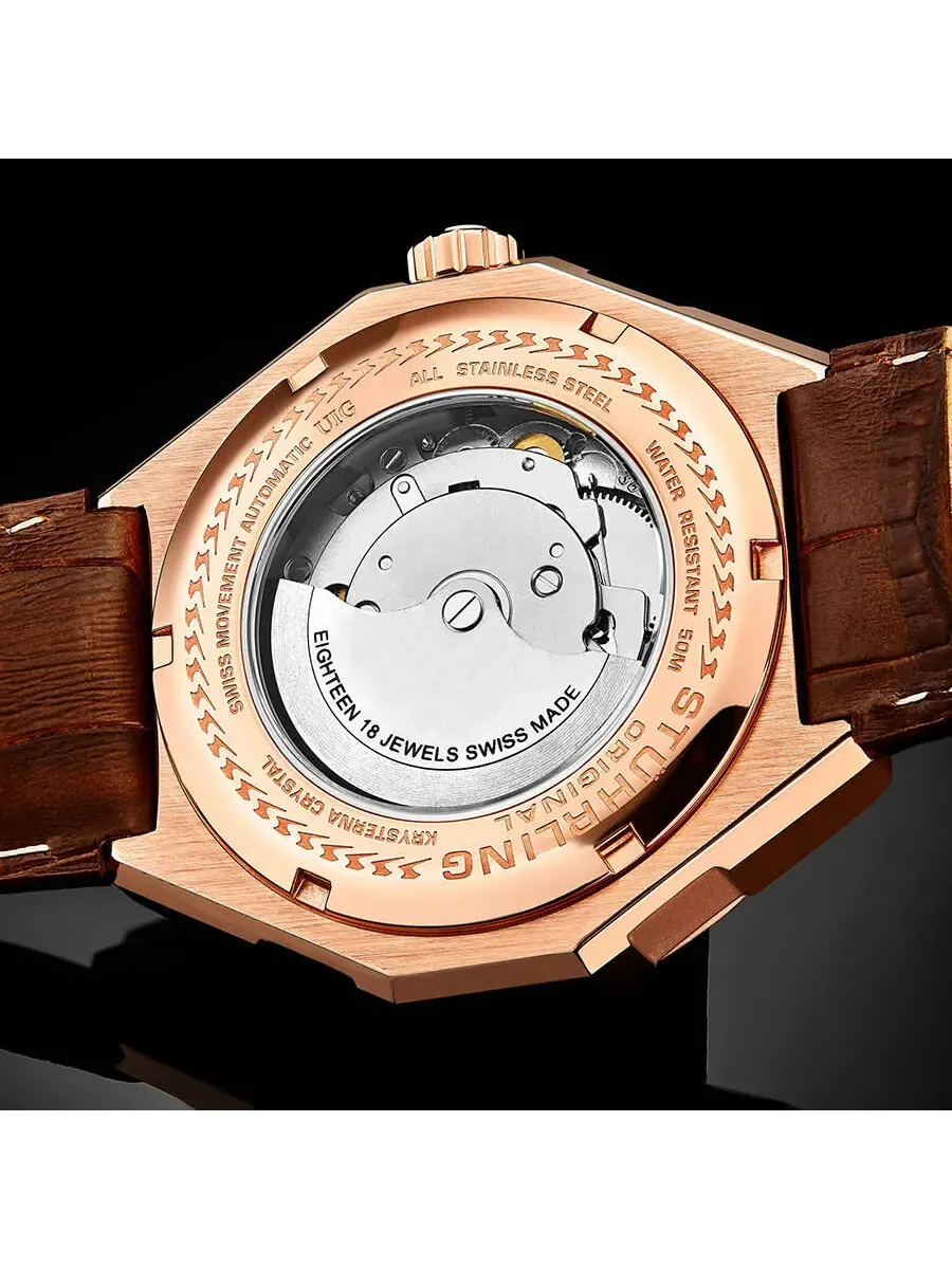 Мужские часы Stuhrling Original Legacy Automatic с коричневым циферблатом M13482 — изображение 3 из 4