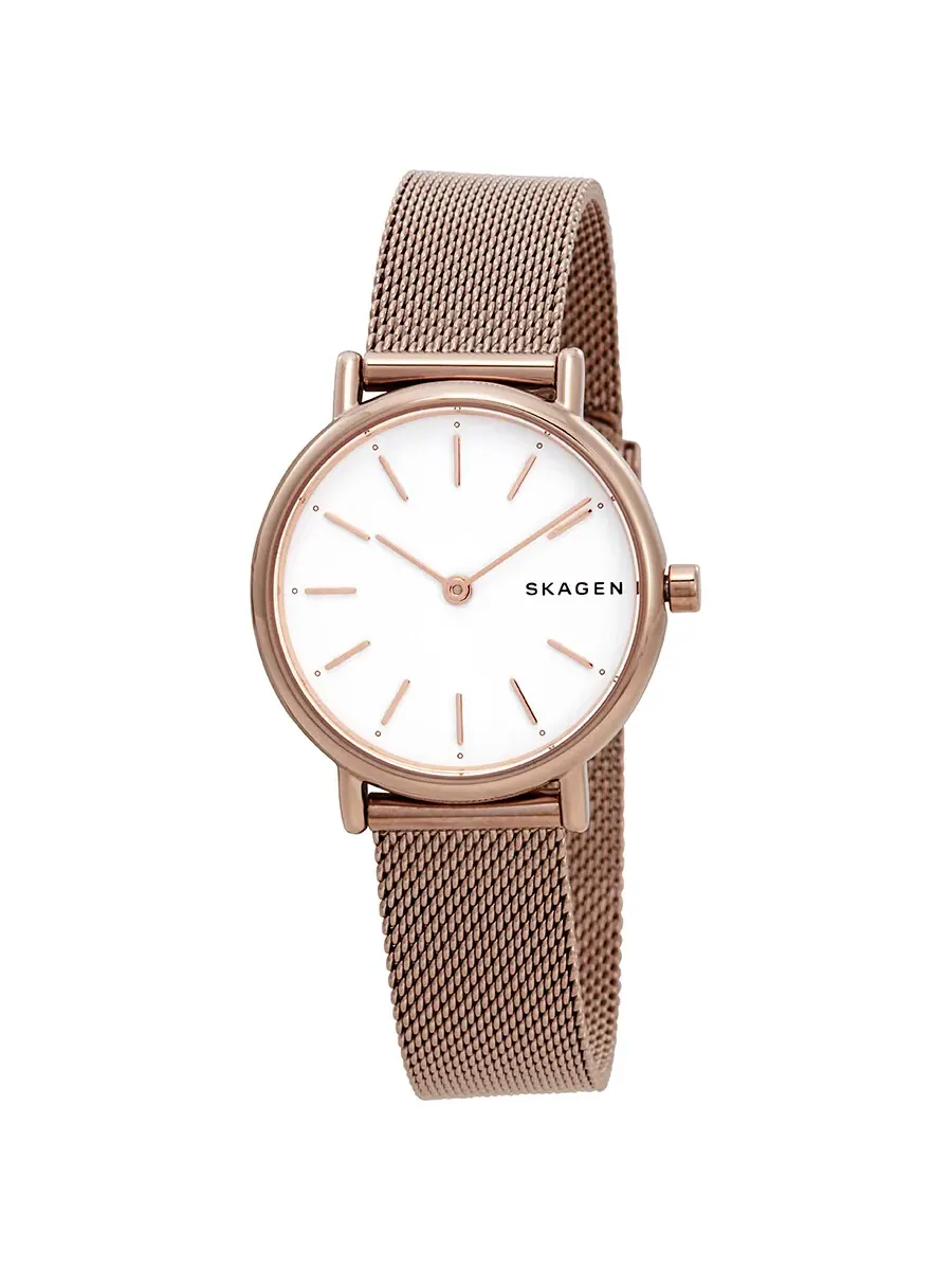 Женские часы Skagen Signatur с белым циферблатом SKW2694 — изображение 1 из 3, оттенок розовый золотистый