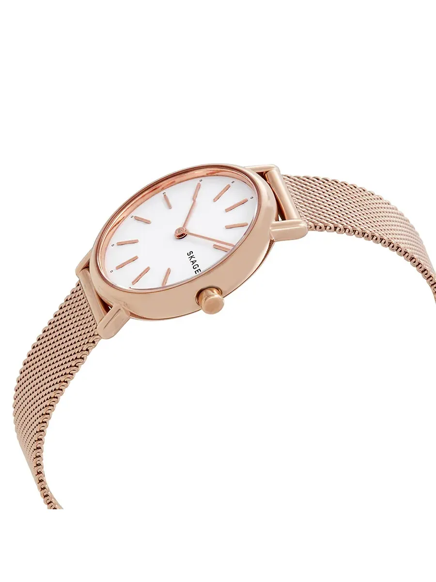 Женские часы Skagen Signatur с белым циферблатом SKW2694 — изображение 2 из 3, оттенок розовый золотистый