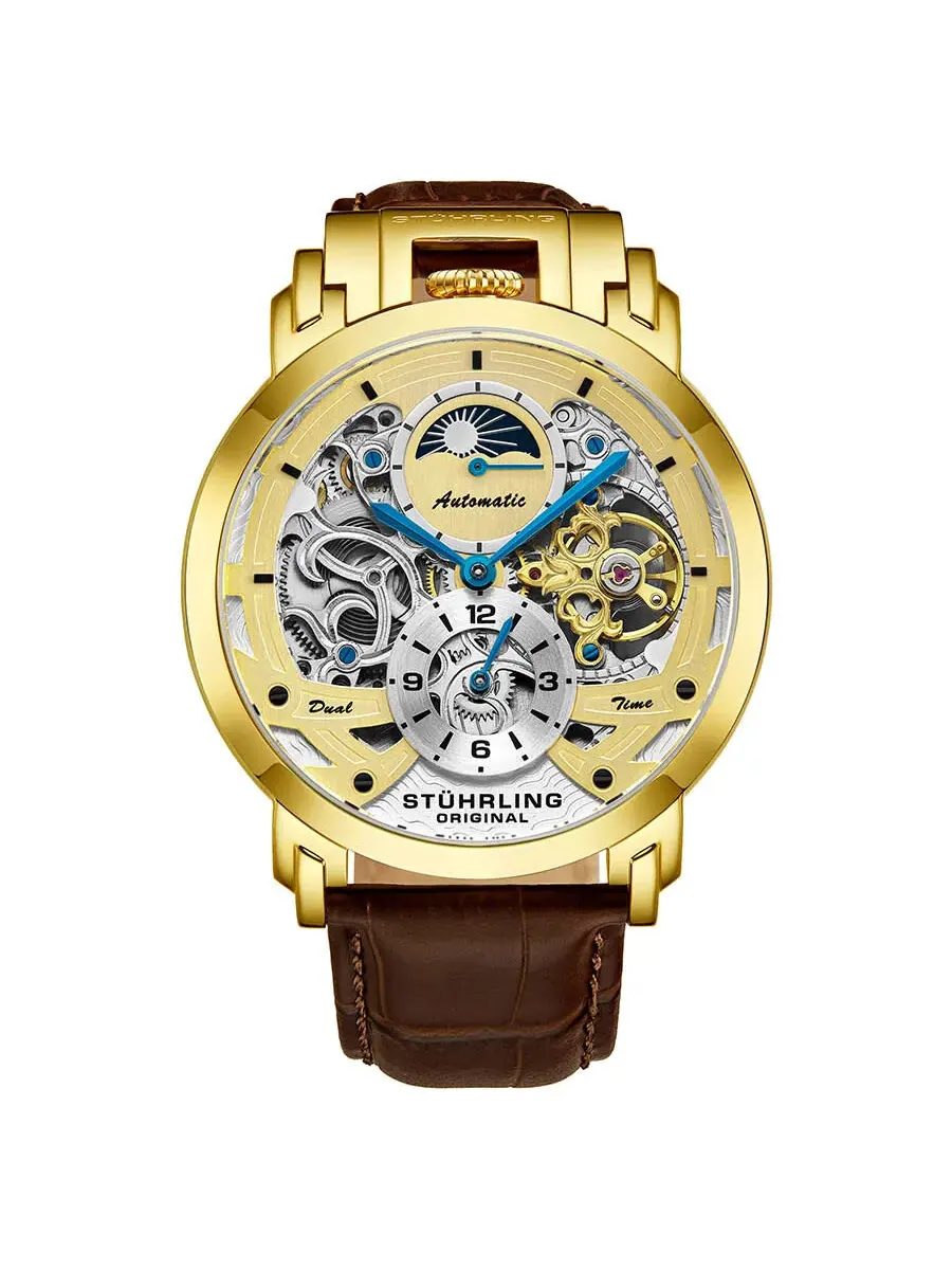 Мужские автоматические часы Stuhrling Original Legacy с золотым циферблатом, модель M13514 — изображение 1 из 4