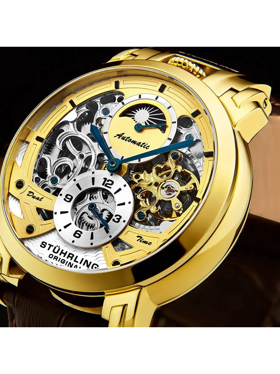 Мужские автоматические часы Stuhrling Original Legacy с золотым циферблатом, модель M13514 — изображение 4 из 4