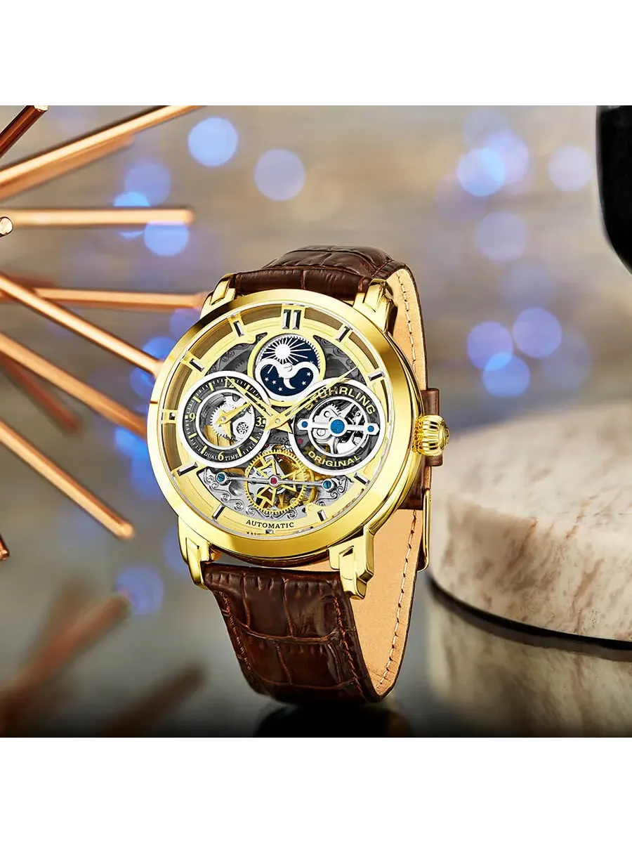 Мужские часы Stuhrling Original Legacy Automatic с золотым циферблатом M13527 — изображение 3 из 7, оттенок желтый золотистый
