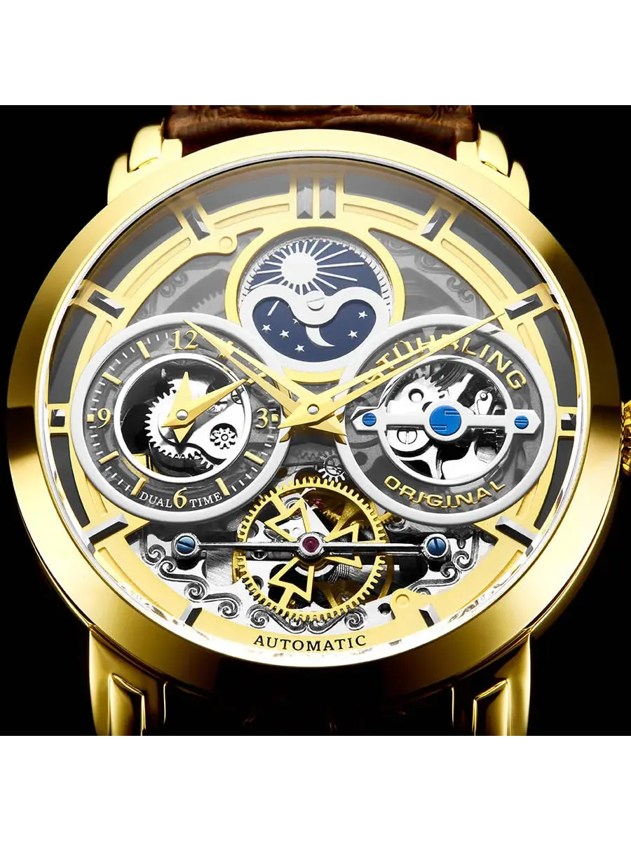 Мужские часы Stuhrling Original Legacy Automatic с золотым циферблатом M13527 — изображение 5 из 7, оттенок желтый золотистый
