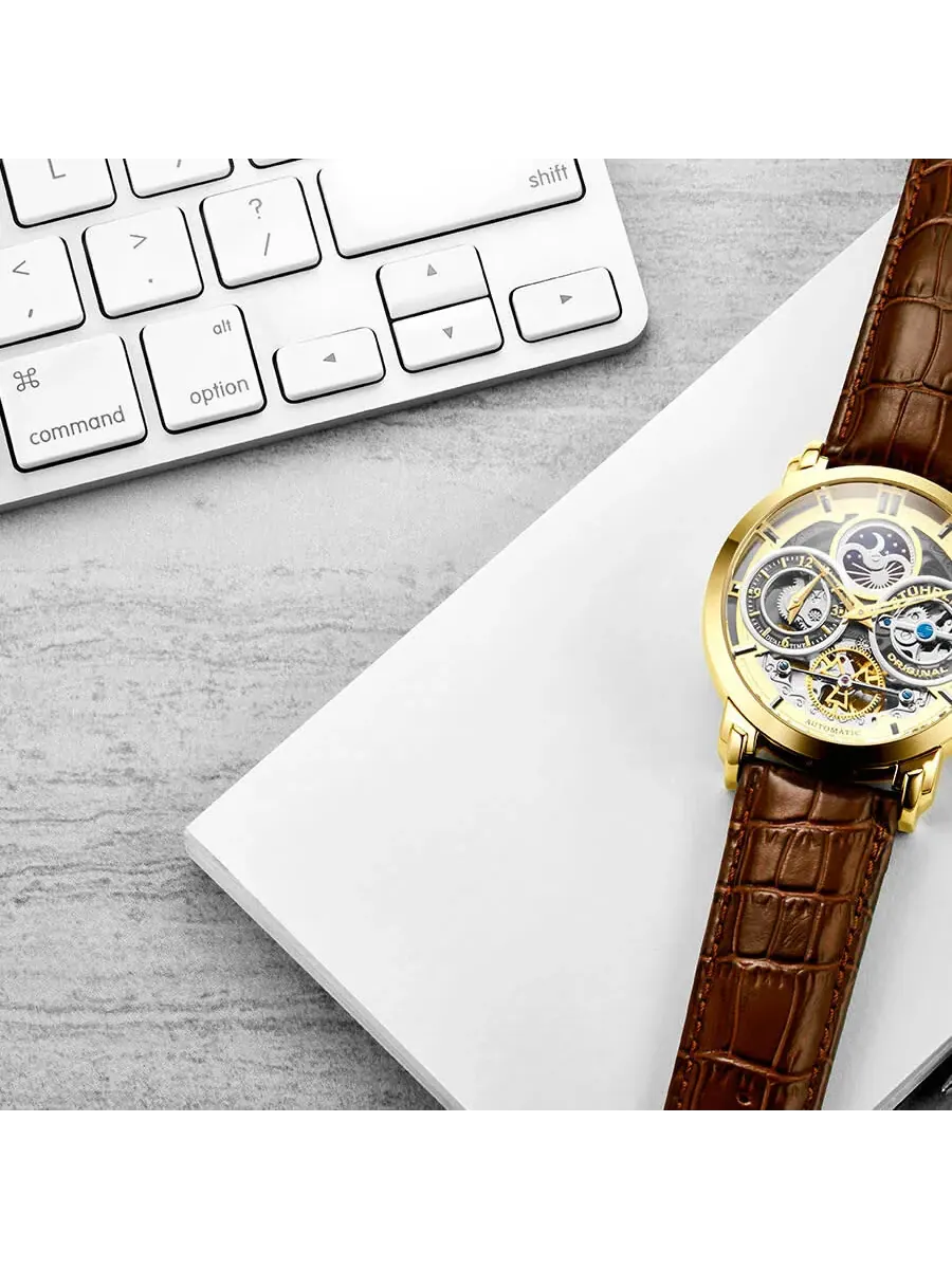 Мужские часы Stuhrling Original Legacy Automatic с золотым циферблатом M13527 — изображение 6 из 7, оттенок желтый золотистый