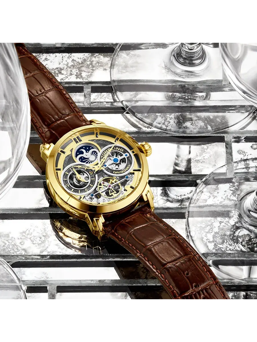 Мужские часы Stuhrling Original Legacy Automatic с золотым циферблатом M13527 — изображение 7 из 7, оттенок желтый золотистый