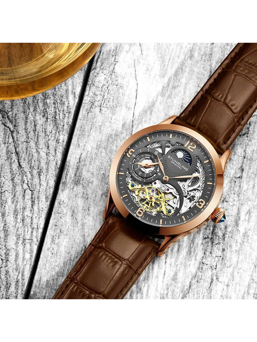 Мужские часы Stuhrling Original Legacy Automatic с циферблатом цвета пулеметного металла M13595 — изображение 3 из 4