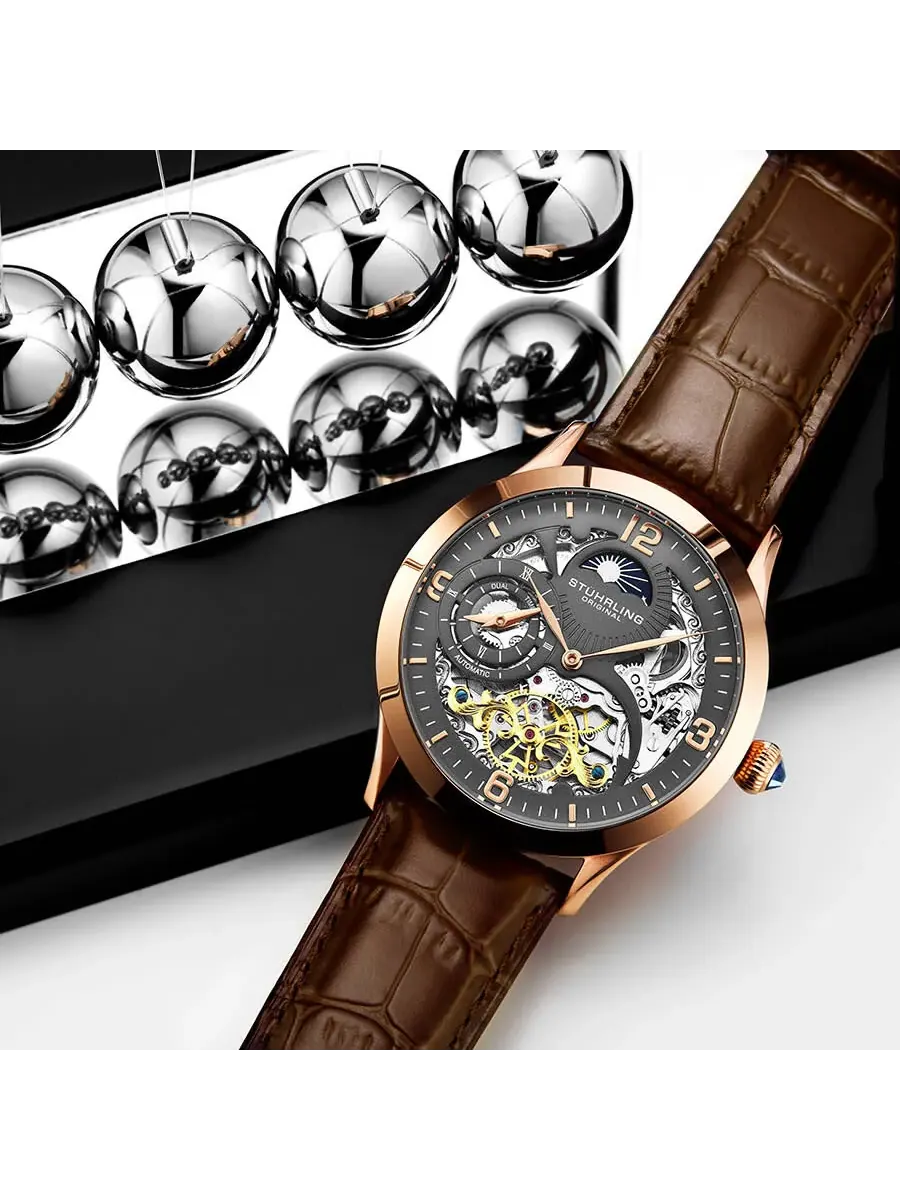 Мужские часы Stuhrling Original Legacy Automatic с циферблатом цвета пулеметного металла M13595 — изображение 4 из 4
