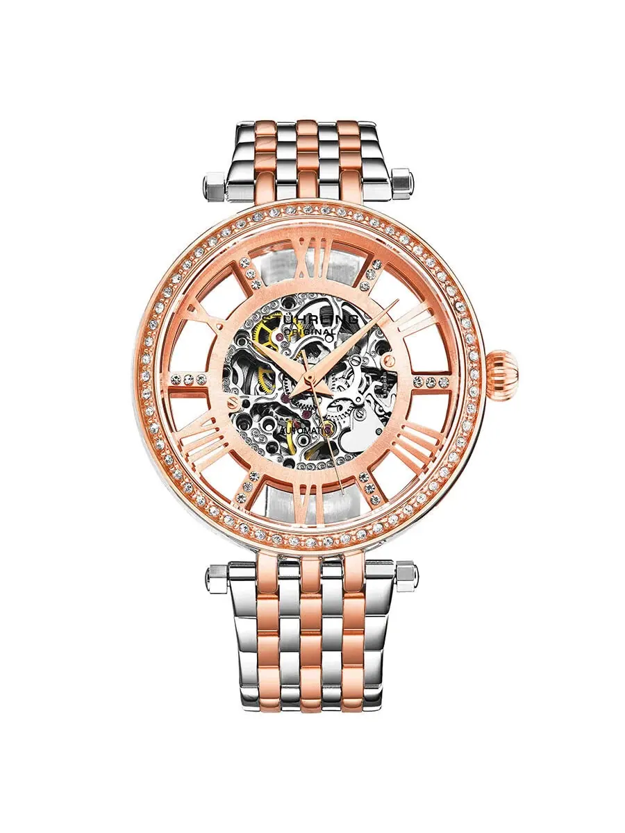 Женские часы Stuhrling Original Legacy Automatic с розовым скелетонированным циферблатом M13604 — изображение 1 из 2