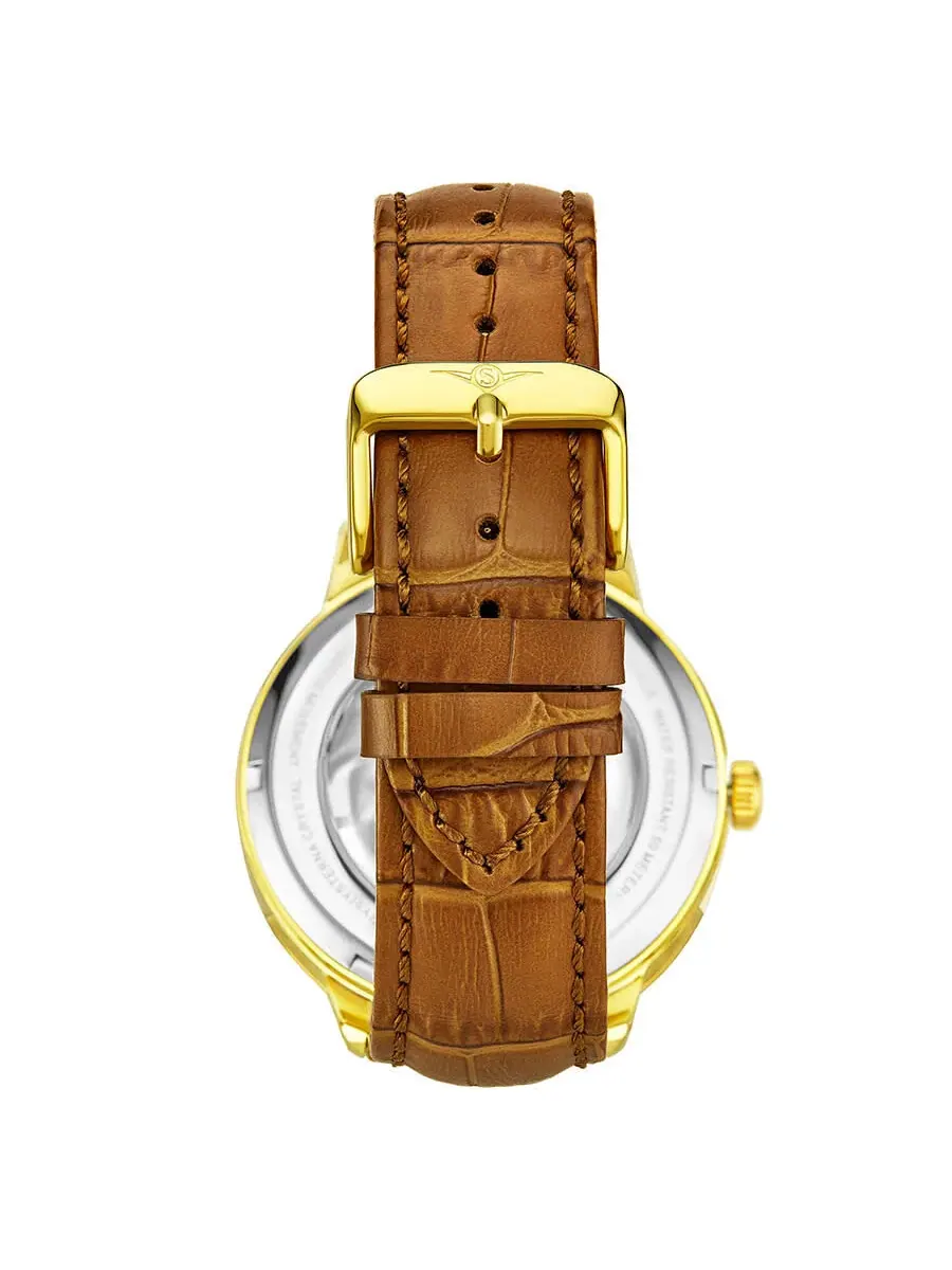 Мужские часы Stuhrling Original Legacy Automatic с серебристым циферблатом M13592 — изображение 2 из 3, оттенок золотистый