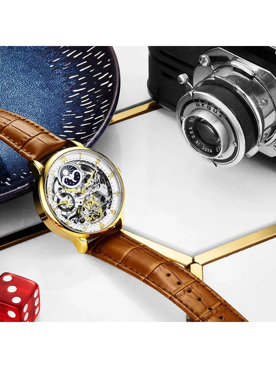 Мужские часы Stuhrling Original Legacy Automatic с серебристым циферблатом M13592 — изображение 3 из 3, оттенок золотистый