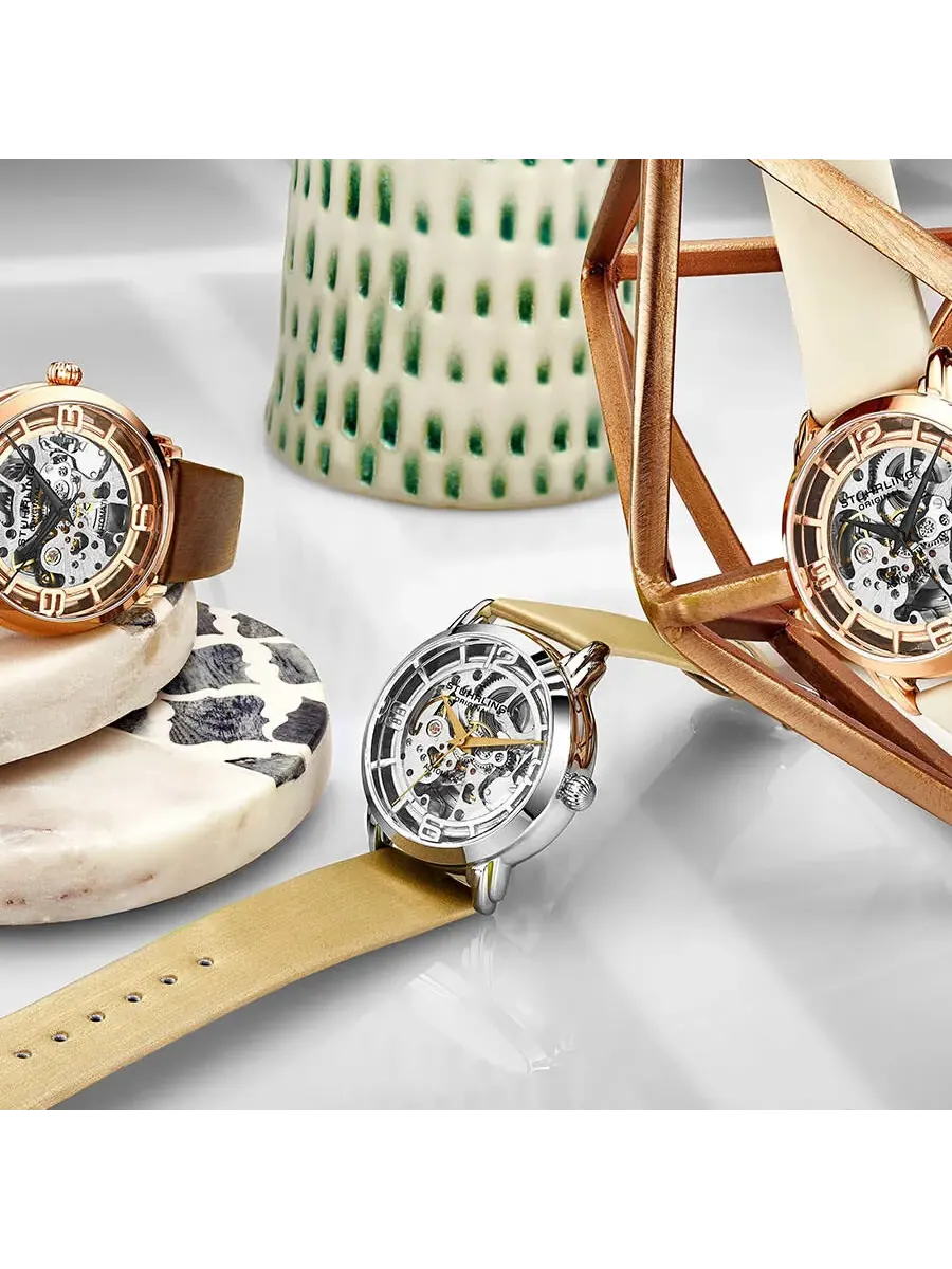 Женские часы Stuhrling Original Legacy с автоматическим механизмом и серебристым скелетонированным — изображение 3 из 4