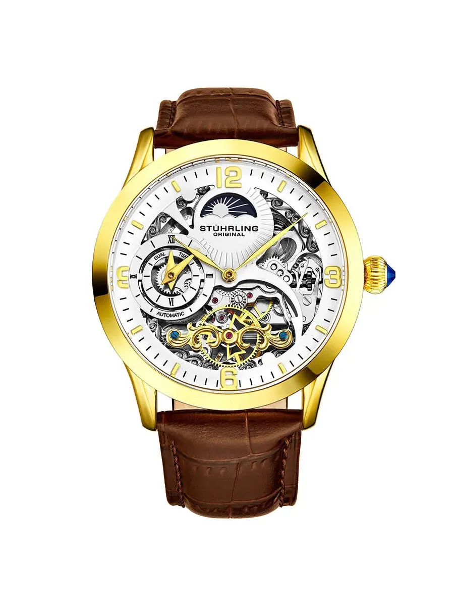 Мужские часы Stuhrling Original Legacy Automatic с белым циферблатом M13594 — изображение 1 из 4, оттенок желтый золотистый