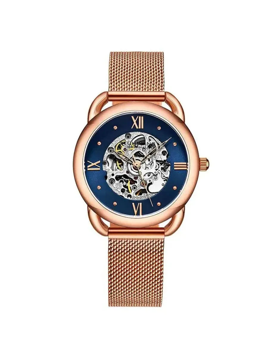 Женские часы Stuhrling Original Legacy с синим циферблатом, модель M15903 — изображение 1 из 1, оттенок розовый золотистый