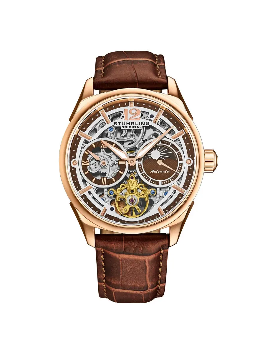 Мужские автоматические часы Stuhrling Original Legacy Chronograph с циферблатом из розового золота — изображение 1 из 2