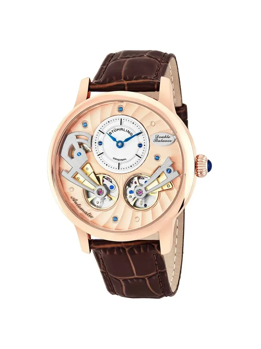 Мужские часы Stuhrling Original Legacy с циферблатом розового золота M15424 — изображение 1 из 1, оттенок розовый золотистый