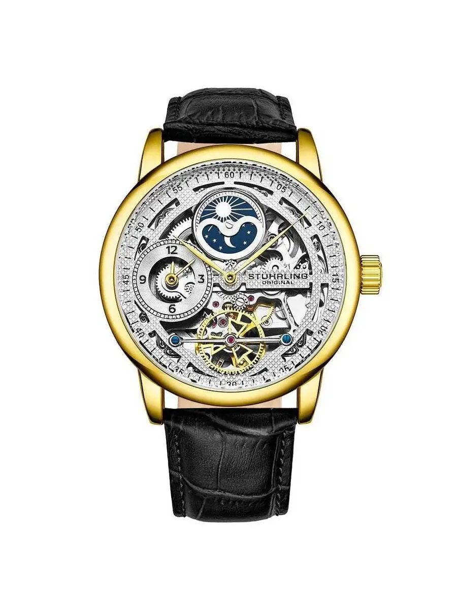 Мужские часы Stuhrling Original Legacy с серебристым циферблатом M15659 — изображение 1 из 1, оттенок желтый золотистый